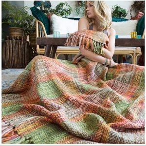 Chunky Yarn Multicolor Throw Blanket Citrus Chamomile
